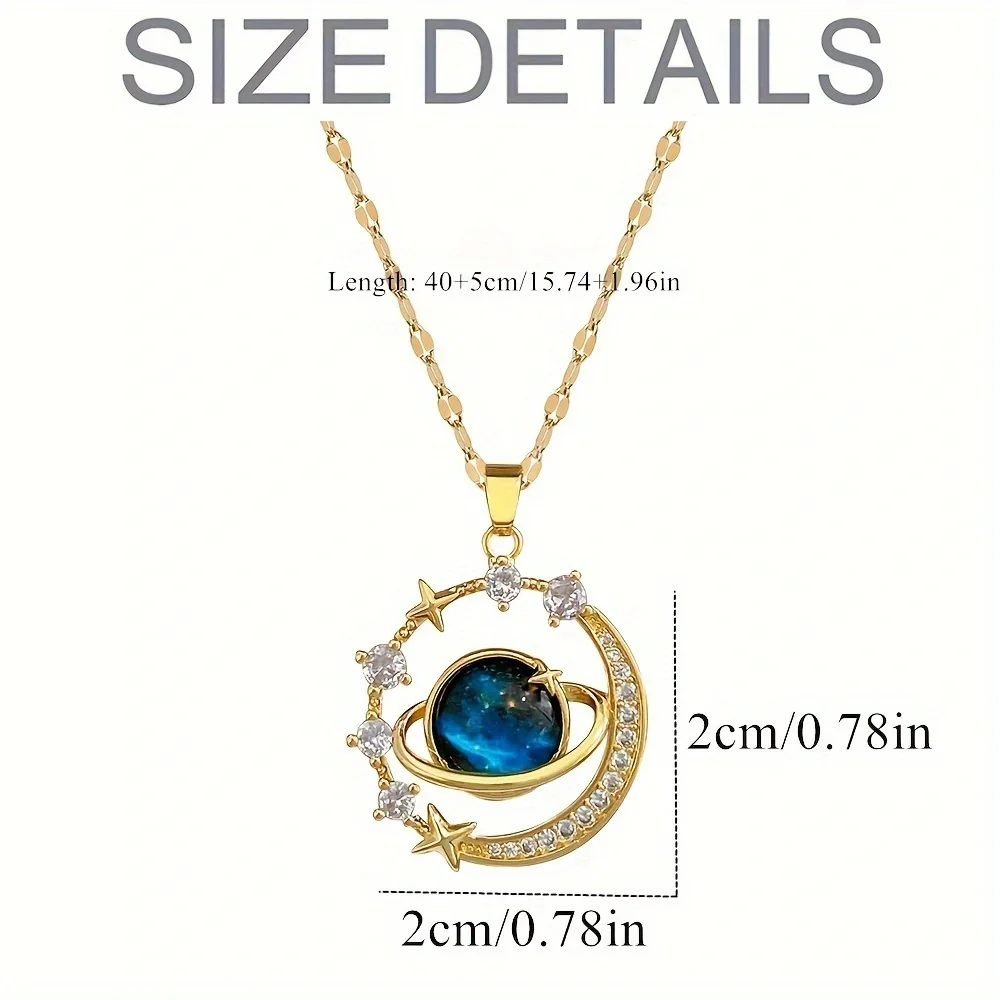 18K Gold-Plated Starry Sky & Planet Necklace: Celestial Beauty - Picture 6 of 7
